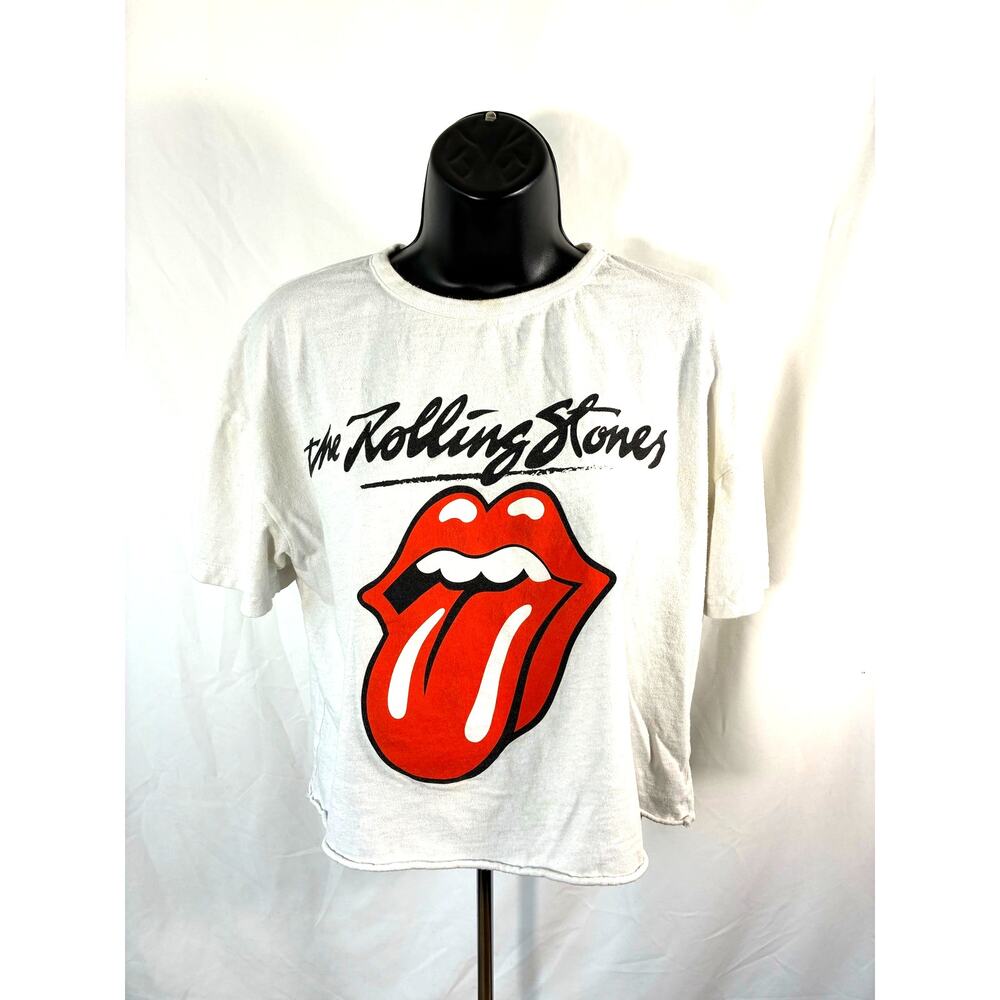 Rolling Stones Tongue Logo T Shirt White Medium Boxy Graphic Band Tee